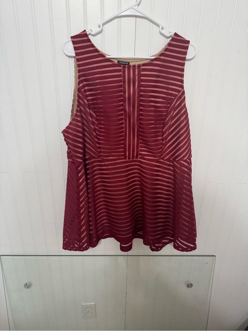 torrid maroon and beige striped tank